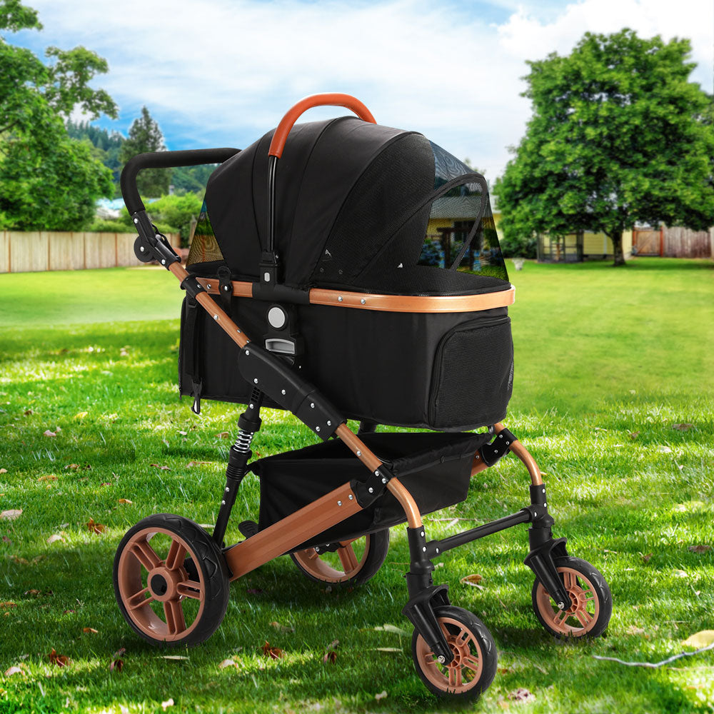 i.Pet Pet Dog Stroller Pram Large Cat Carrier Travel Pushchair Foldable 4 Wheels - SILBERSHELL