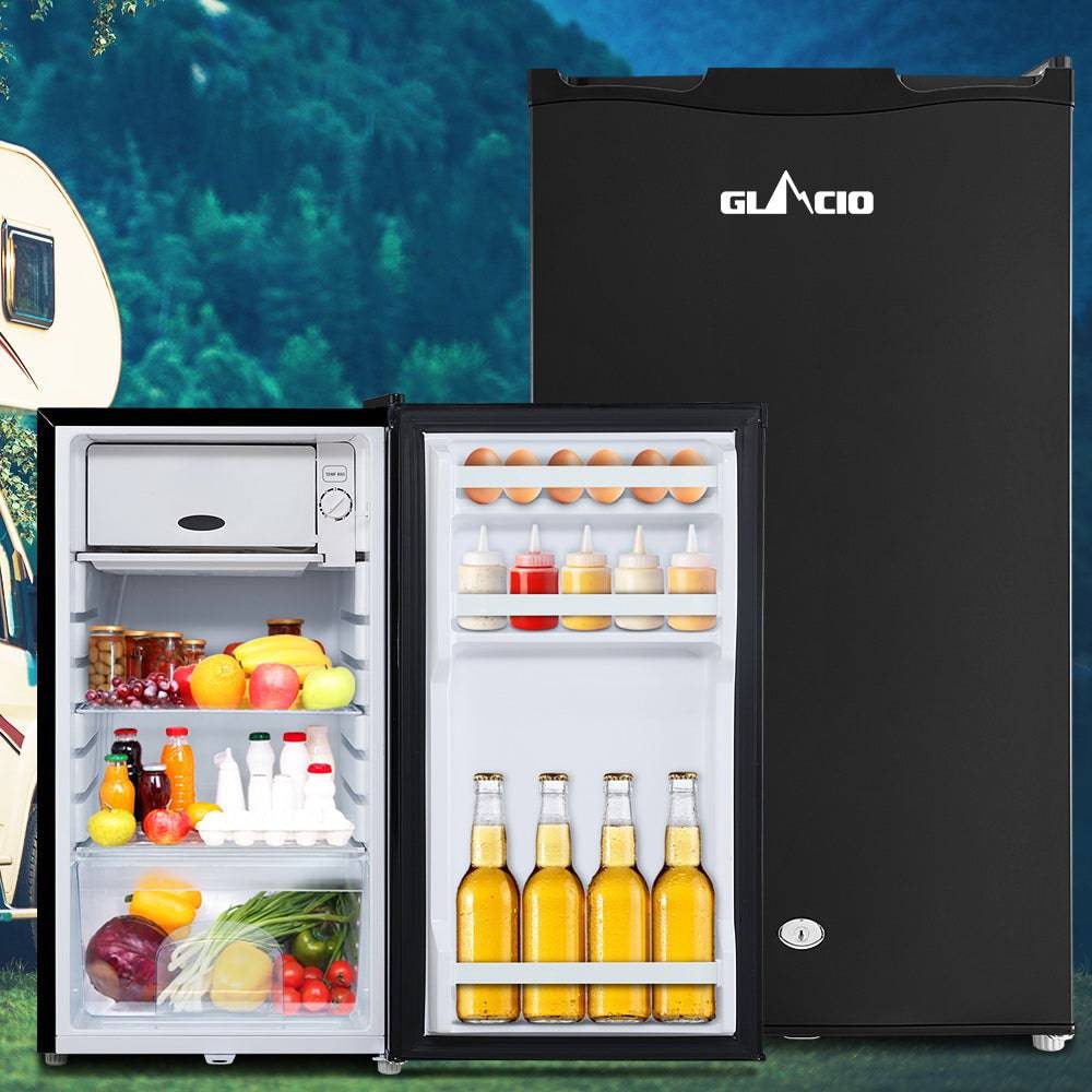 Glacio 95L Portable Fridge Bar Freezer Cooler Upright 12V/24V/240V Caravan 4WD Car Camping Black - SILBERSHELL™