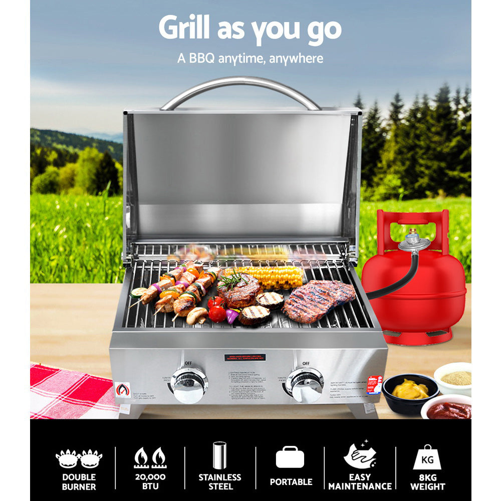 Grillz Portable 2 Burner Gas BBQ - SILBERSHELL