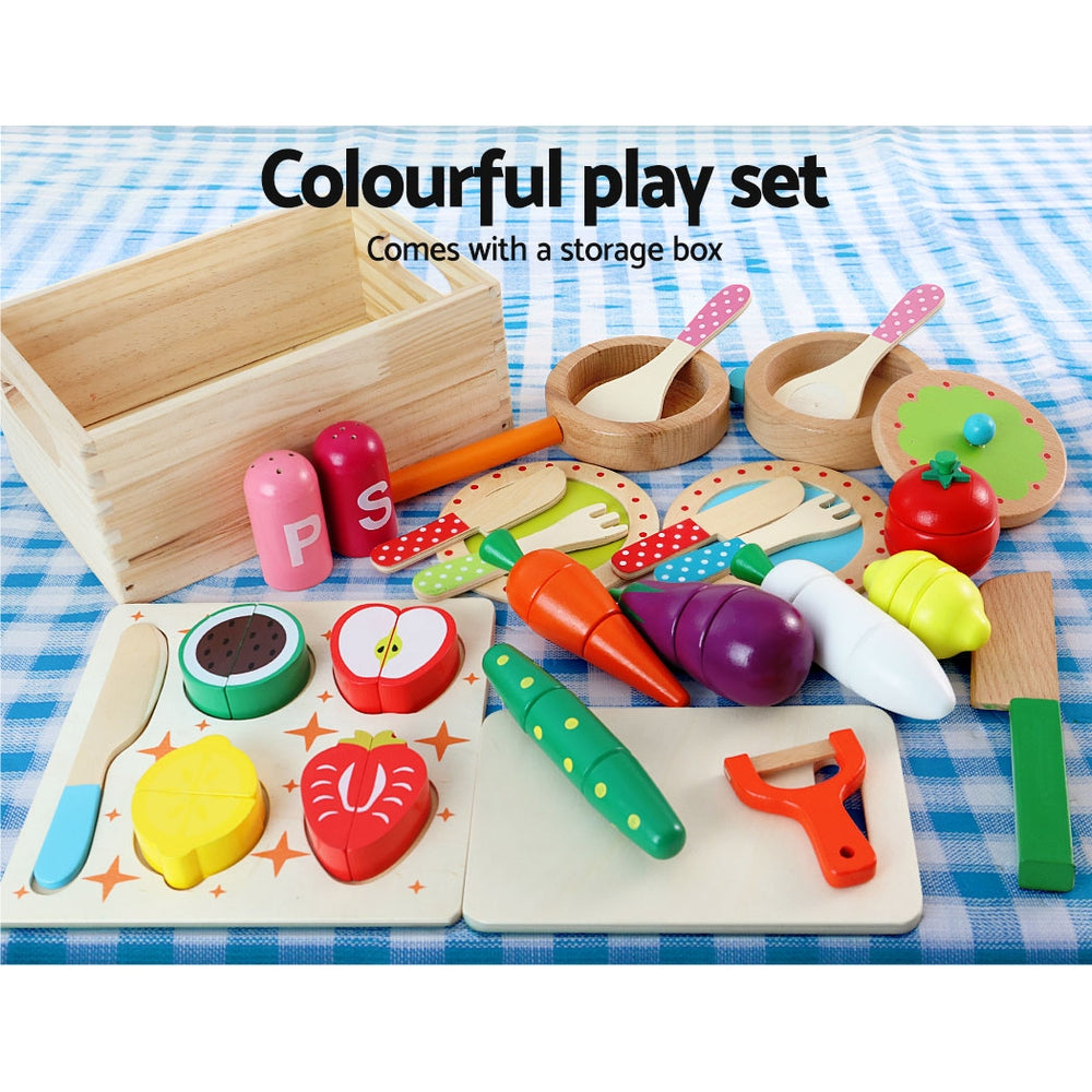 Keezi Kids Wooden Kitchen Pretend Play Sets Food Cooking Toys Children Pink - SILBERSHELL