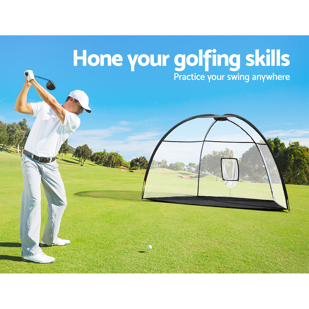 Everfit 3.5m Golf Practice Net Portable Training Aid Driving Target Tent Black - SILBERSHELL