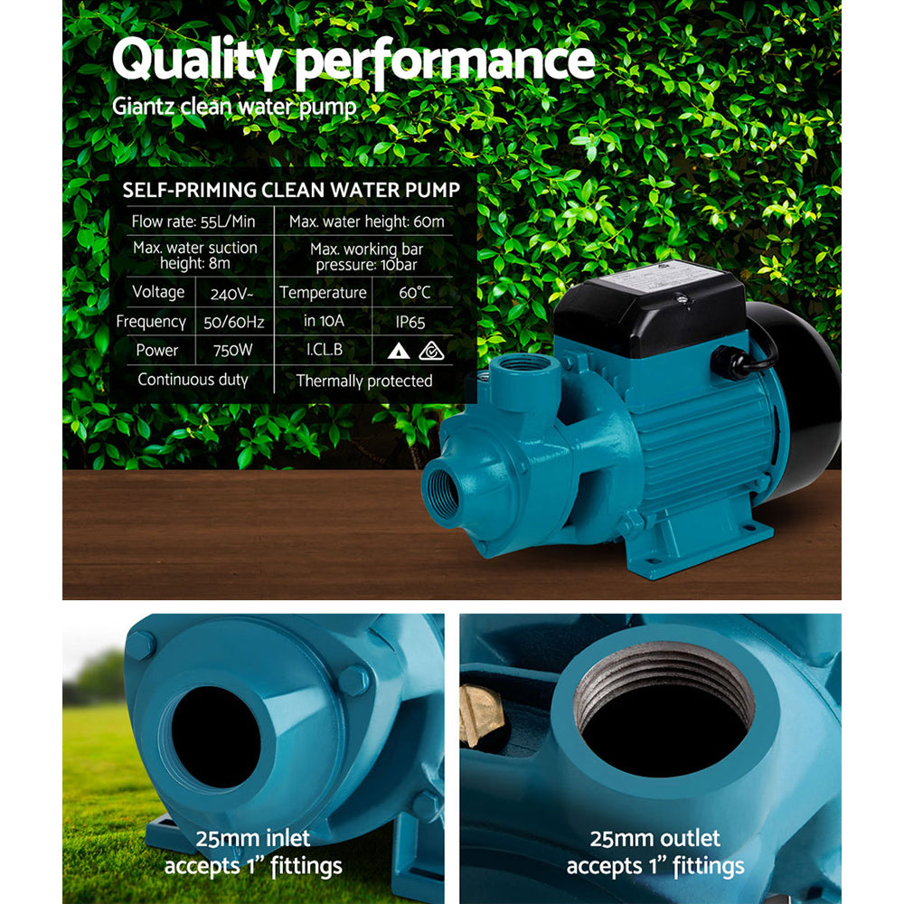 Giantz Peripheral Pump Clean Water Garden Boiler Car Wash Irrigation QB80 - SILBERSHELL
