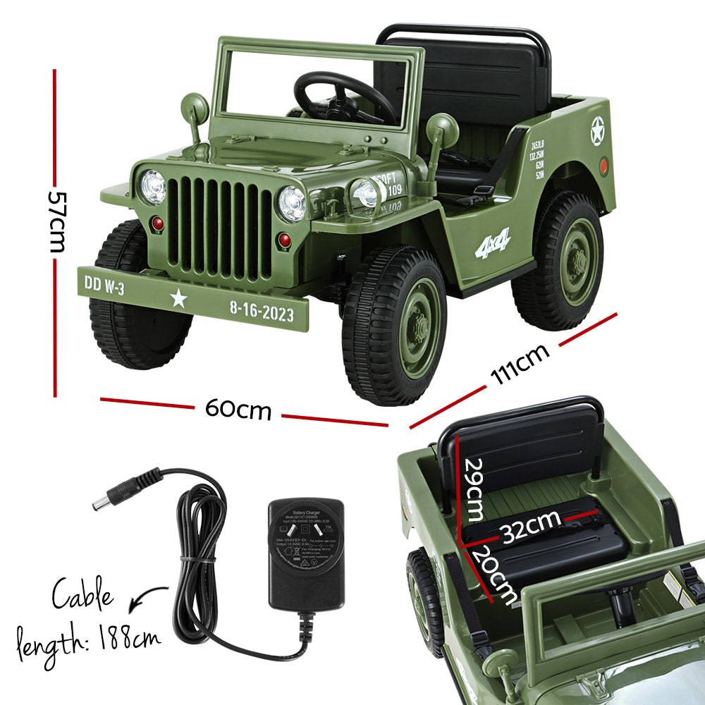 Rigo Kids Ride On Car Off Road Military Toy Cars 12V Olive - SILBERSHELL