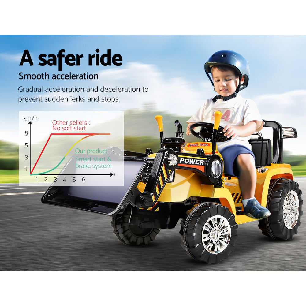 Rigo Kids Ride On Bulldozer Digger Electric Car Yellow - SILBERSHELL