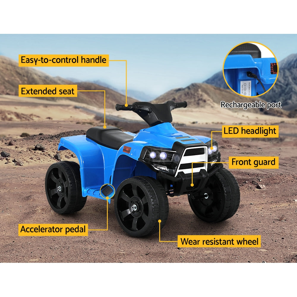 Rigo Kids Ride On ATV Quad Motorbike Car 4 Wheeler Electric Toys Battery Blue - SILBERSHELL