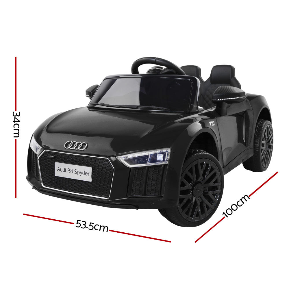 Kids Ride On Car Audi R8 Licensed Electric 12V Black - SILBERSHELL