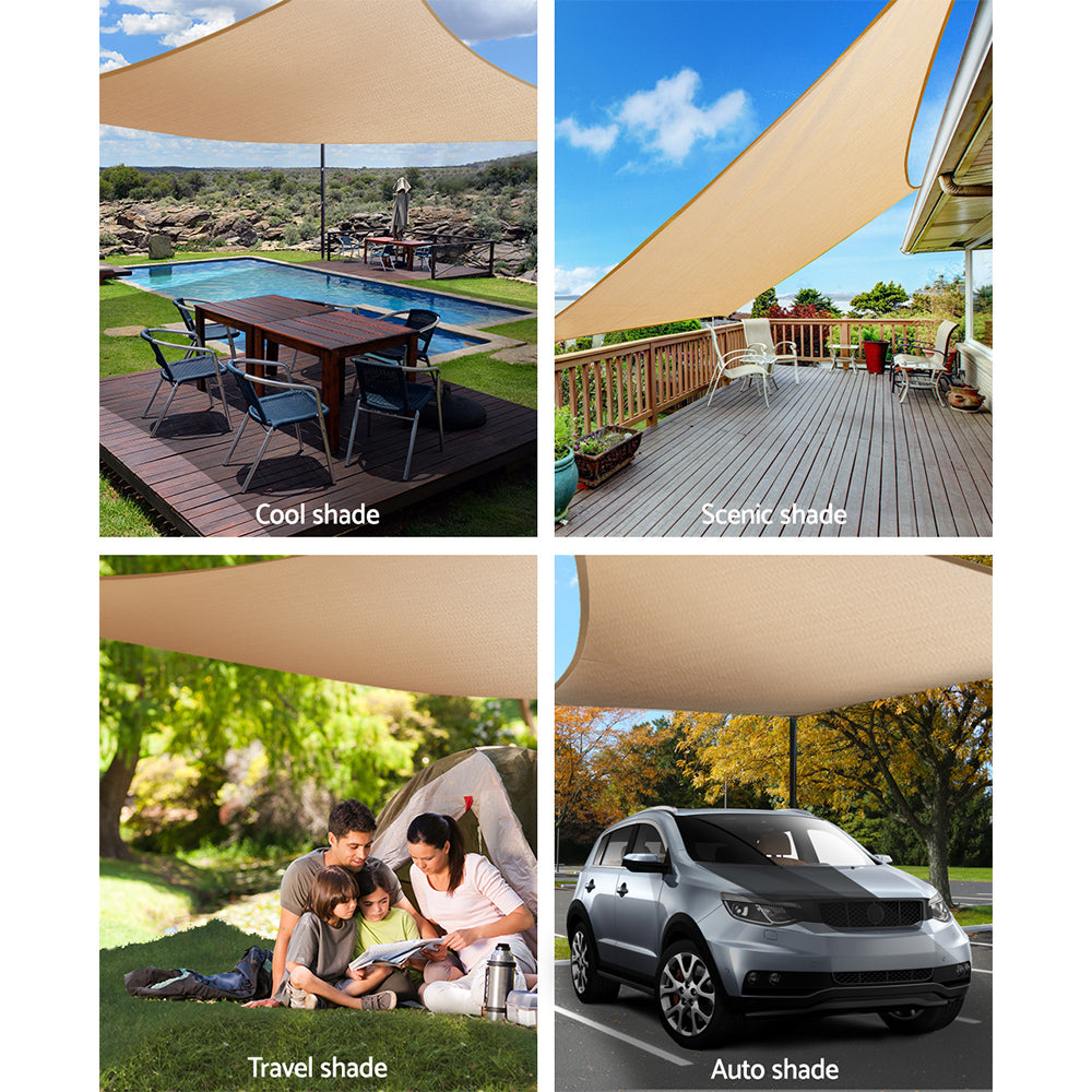 Instahut Shade Sail 2x4m Rectangle 280GSM 98% Sand Shade Cloth - SILBERSHELL