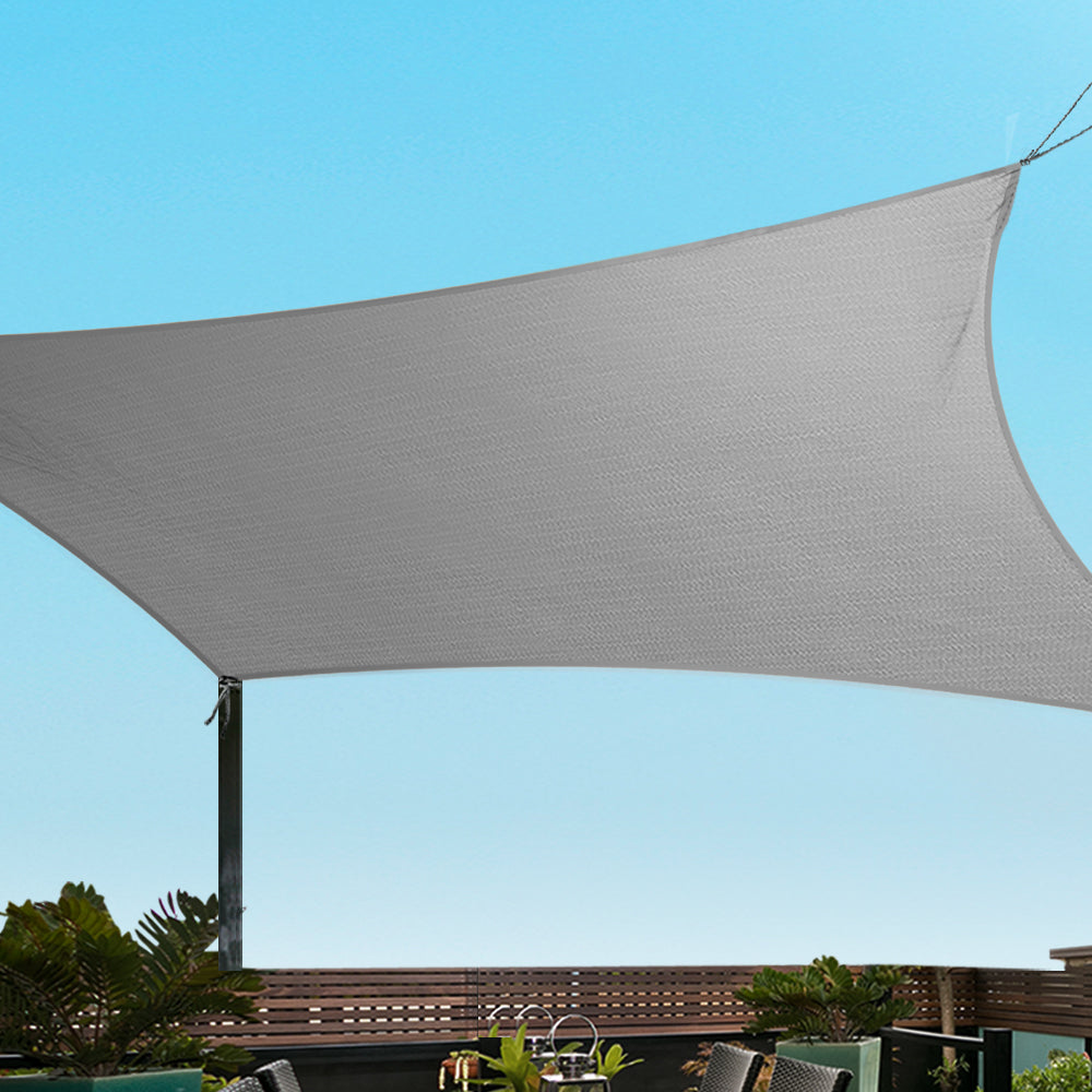 Instahut Shade Sail 3x3m Square 280GSM 98% Grey Shade Cloth - SILBERSHELL