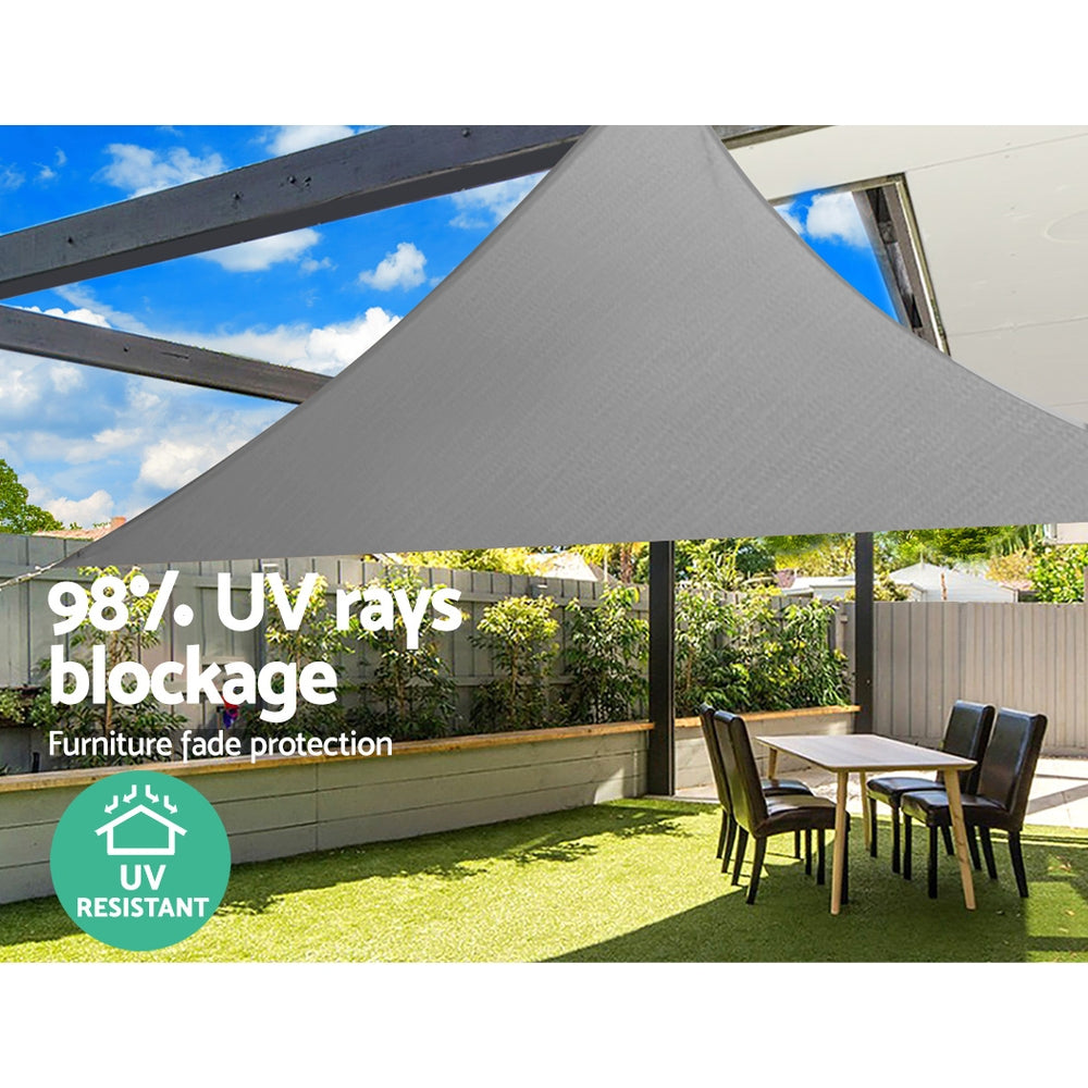 Instahut Shade Sail 3x3x4.3m Triangle 280GSM 98% Grey Shade Cloth - SILBERSHELL