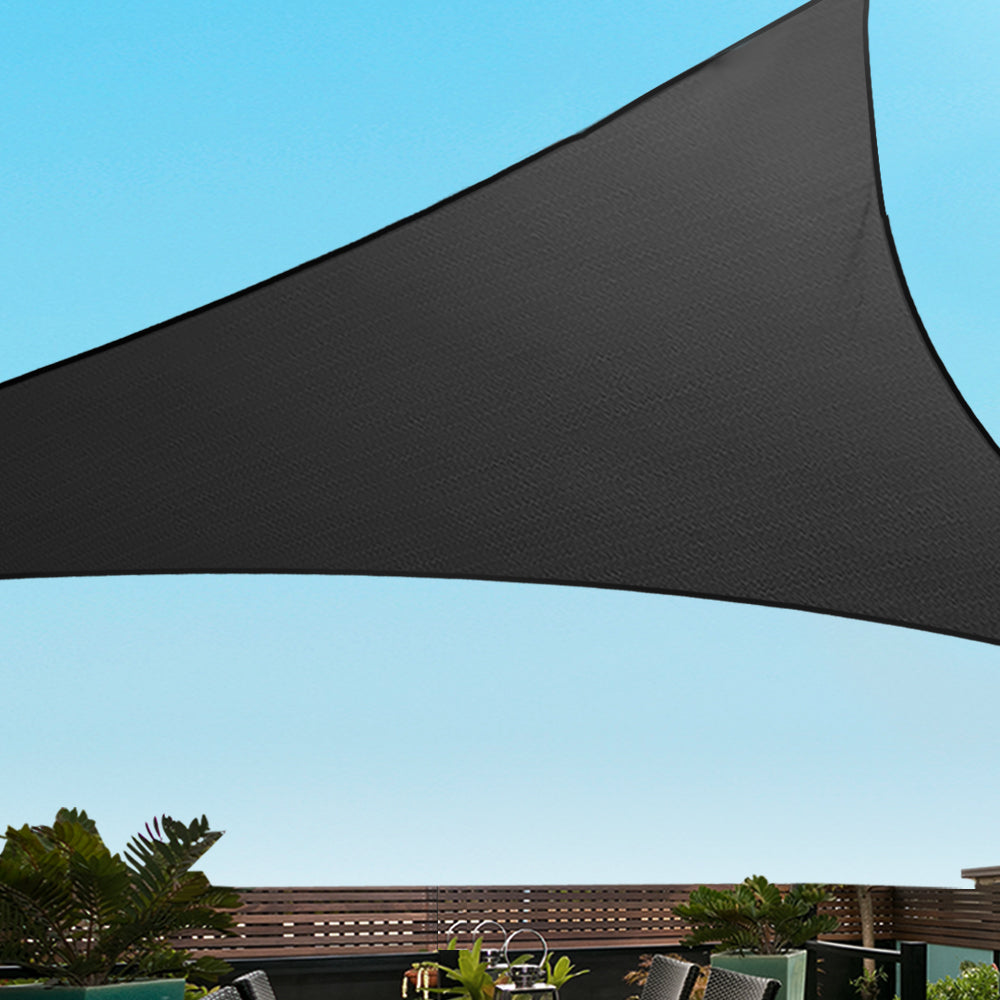 Instahut Shade Sail 5x5x5m Triangle 280GSM 98% Black Shade Cloth - SILBERSHELL