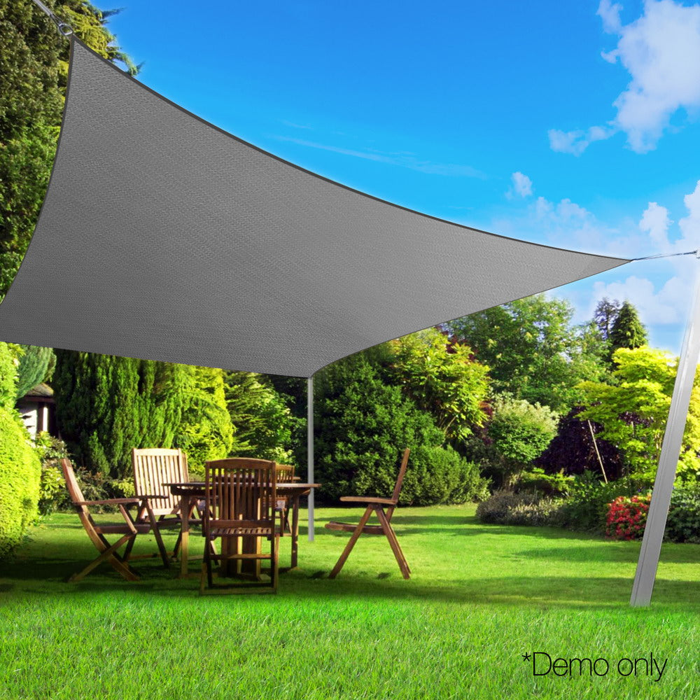 Instahut Shade Sail 3x5m Rectangle 280GSM 98% Grey Shade Cloth - SILBERSHELL