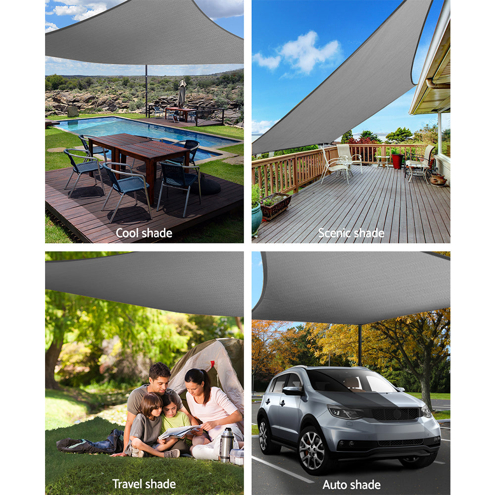 Instahut Shade Sail 4x6m Rectangle 280GSM 98% Grey Shade Cloth - SILBERSHELL