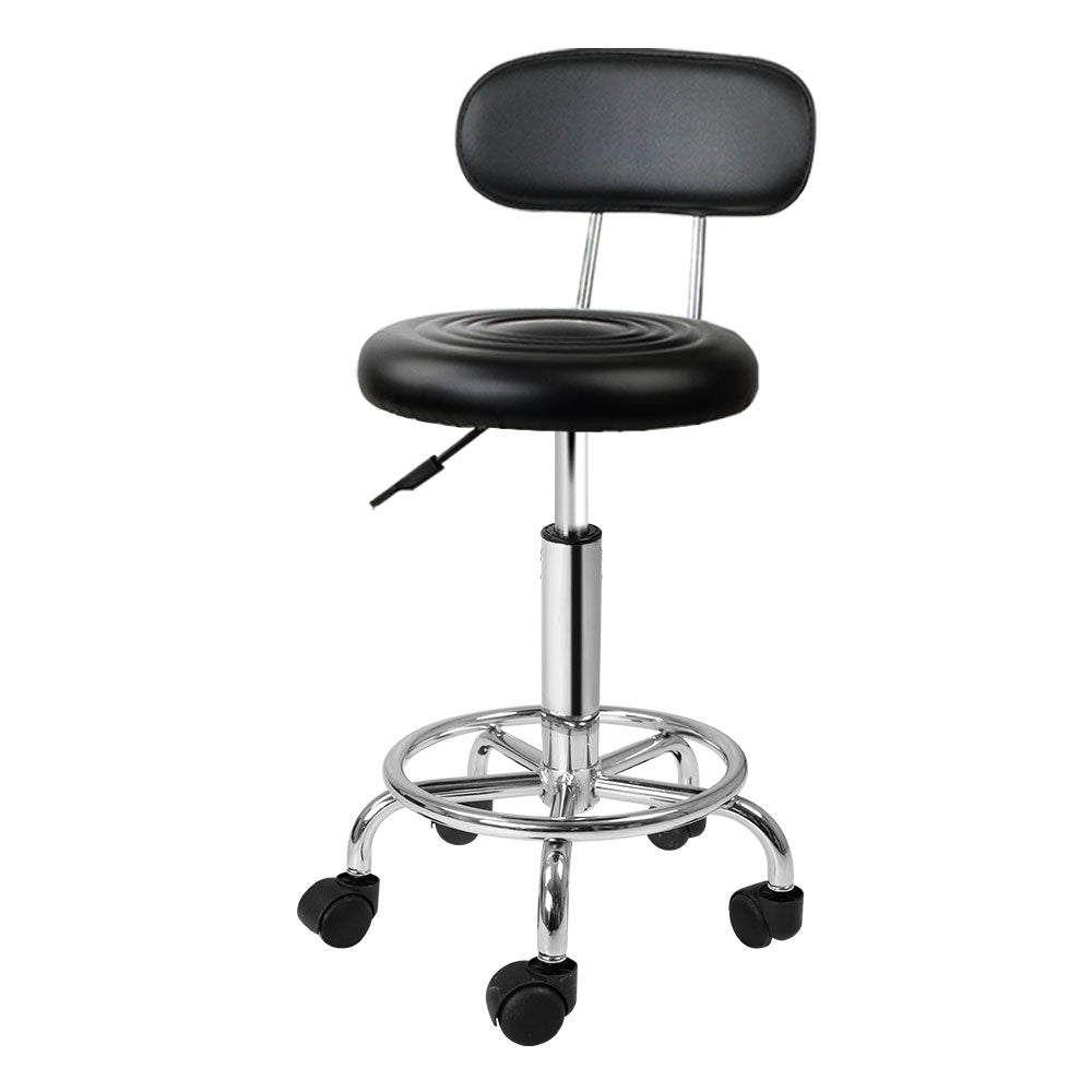 Artiss Salon Stool Swivel Chair Backrest Barber Hairdressing Hydraulic Height - SILBERSHELL