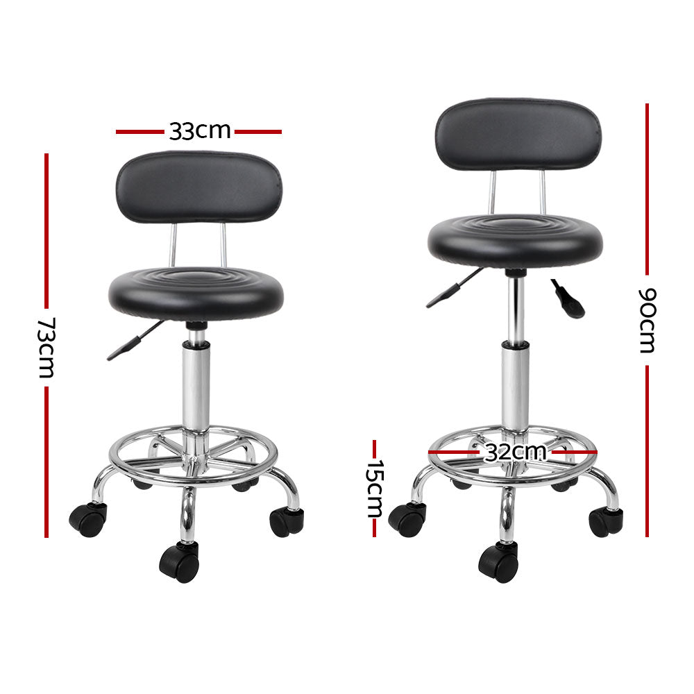 Artiss 2X Salon Stool Swivel Backrest Chair Barber Hairdressing Hydraulic Height - SILBERSHELL