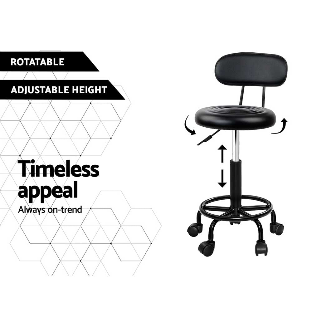 Artiss Salon Stool Swivel Chairs with Back Barber Beauty Hydralic Lift - SILBERSHELL