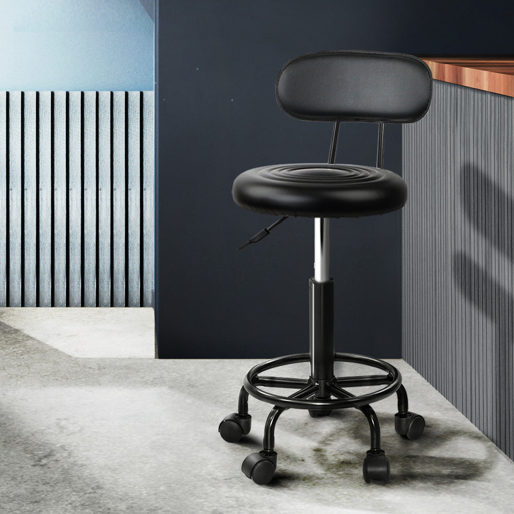 Artiss Salon Stool Swivel Chairs with Back Barber Beauty Hydralic Lift - SILBERSHELL