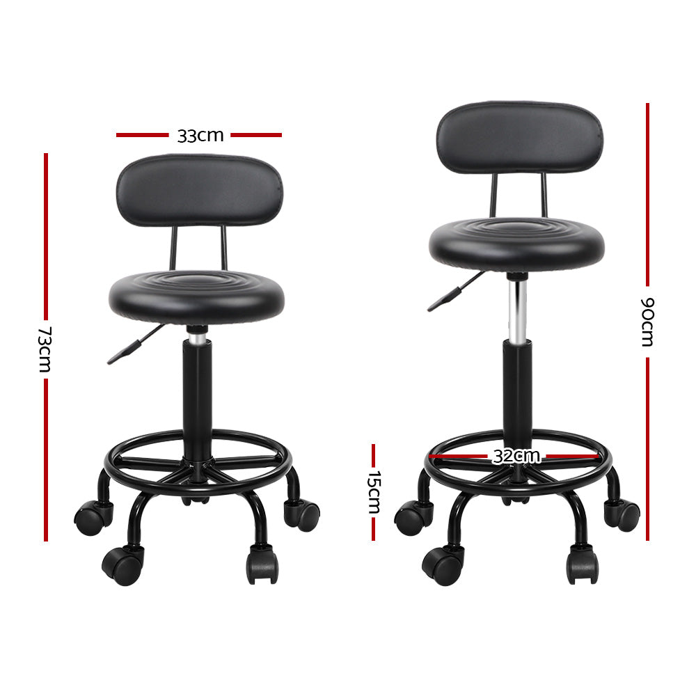 Artiss 2X Salon Stool Swivel Backrest Chair Barber Hairdressing Hydraulic Lift - SILBERSHELL