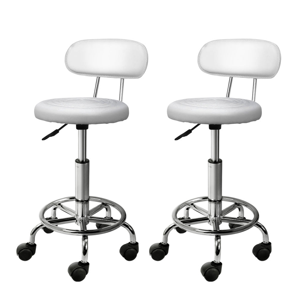 Artiss 2X Saddle Salon Stool Swivel Backrest Chair Barber Chair Hydraulic Lift - SILBERSHELL