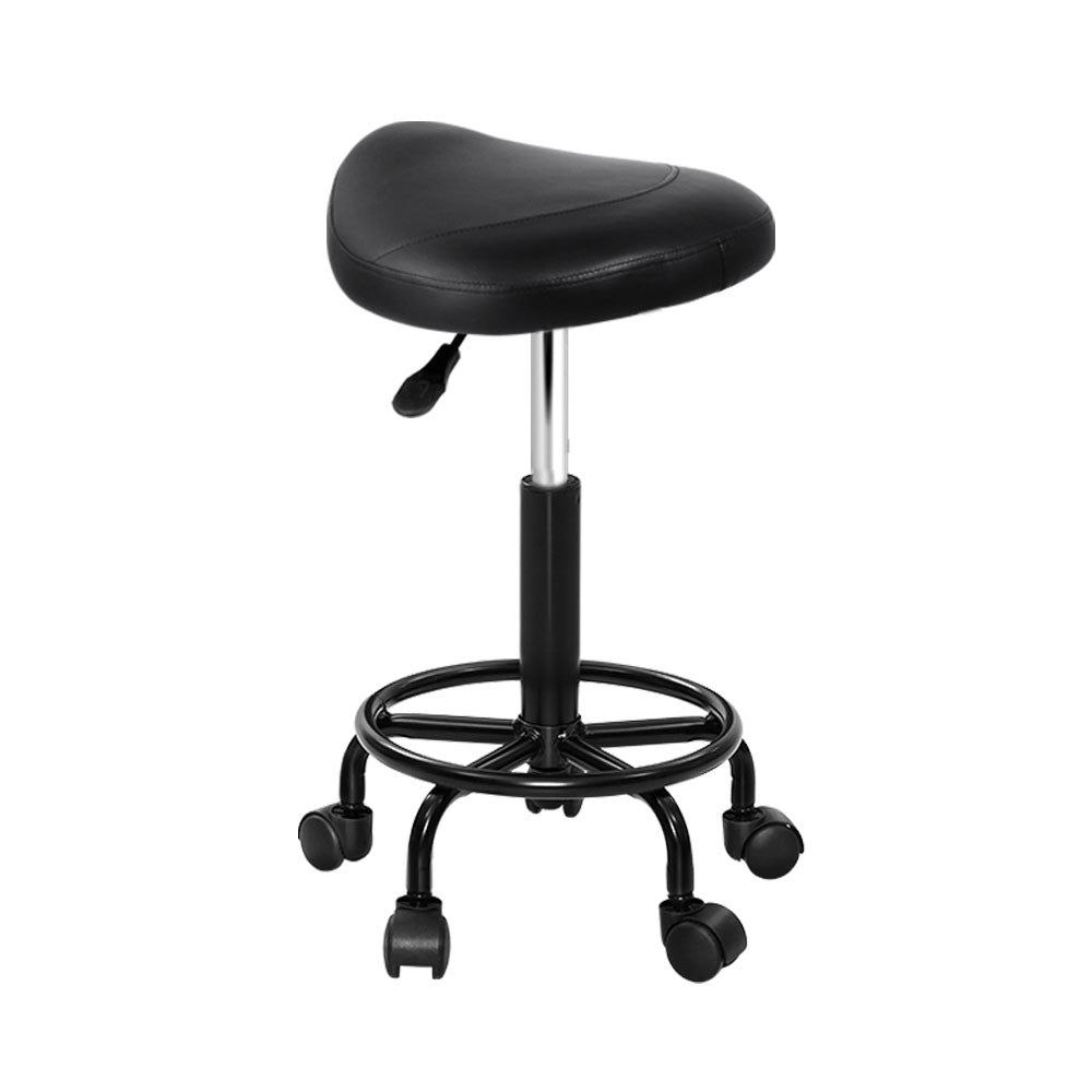 Artiss Saddle Stool Salon Chair Black Swivel Beauty Barber Hairdressing Gas Lift - SILBERSHELL