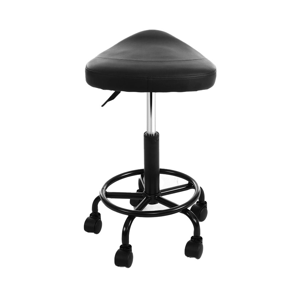 Artiss Saddle Stool Salon Chair Black Swivel Beauty Barber Hairdressing Gas Lift - SILBERSHELL