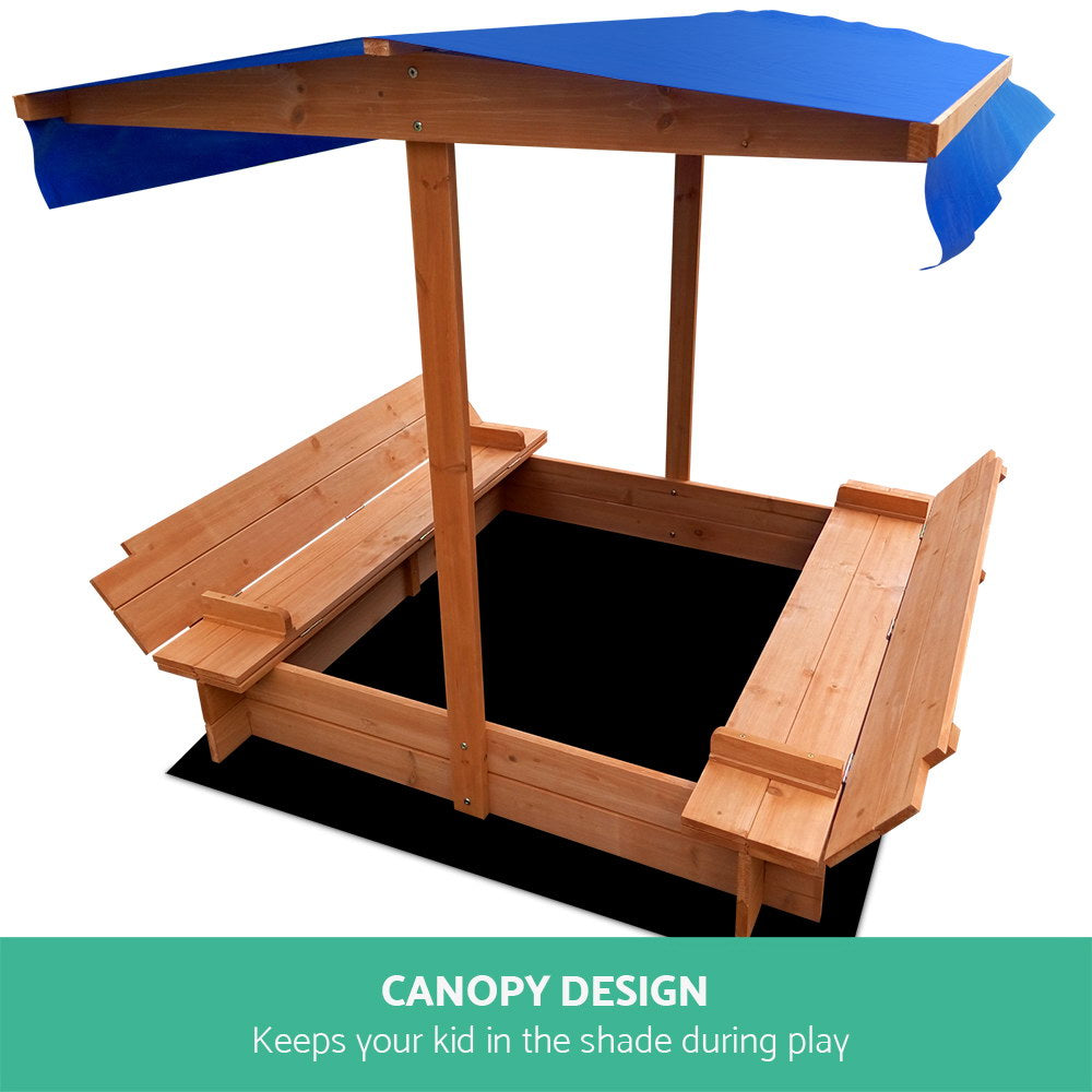 Keezi Wooden Outdoor Sand Box Set Sand Pit- Natural Wood - SILBERSHELL