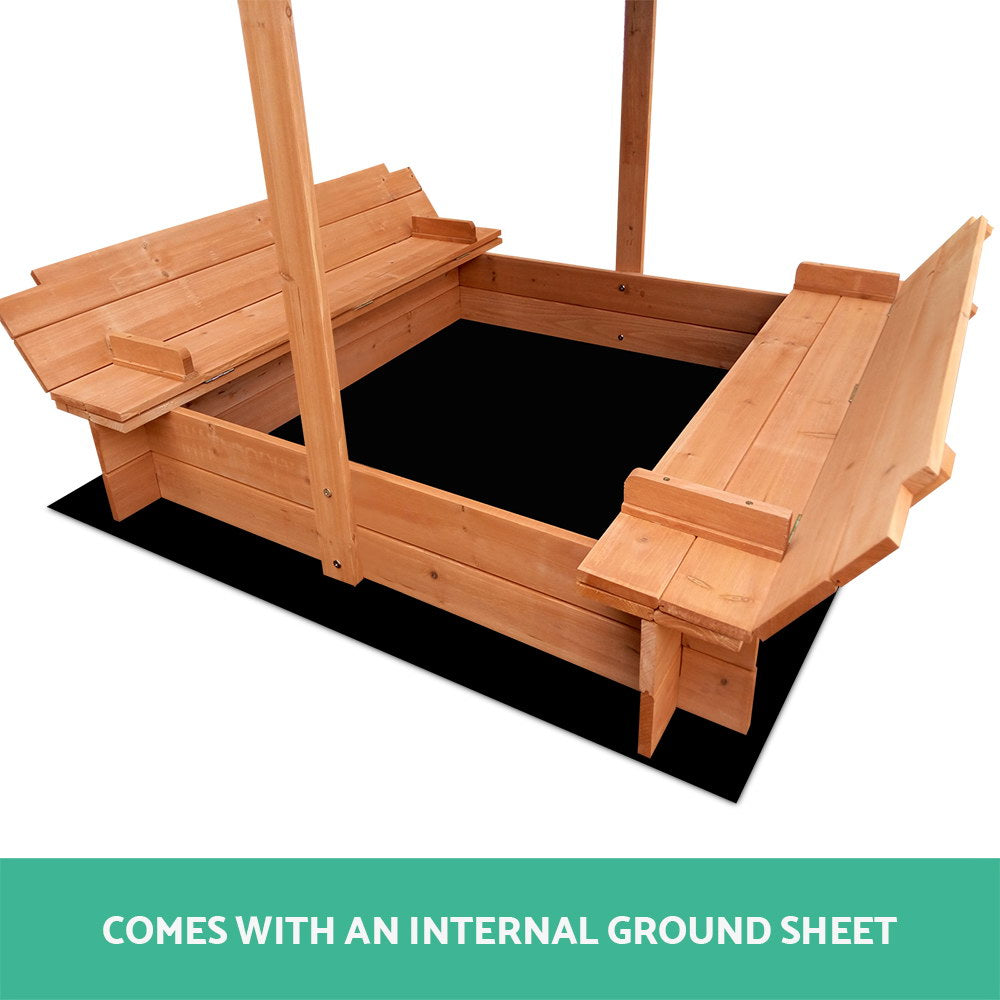 Keezi Wooden Outdoor Sand Box Set Sand Pit- Natural Wood - SILBERSHELL