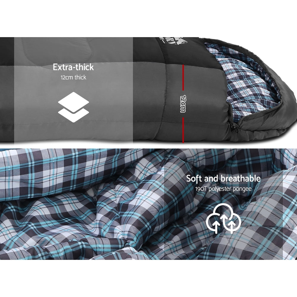 Weisshorn Sleeping Bag Camping Hiking Tent Winter Thermal Comfort 0 Degree Black - SILBERSHELL