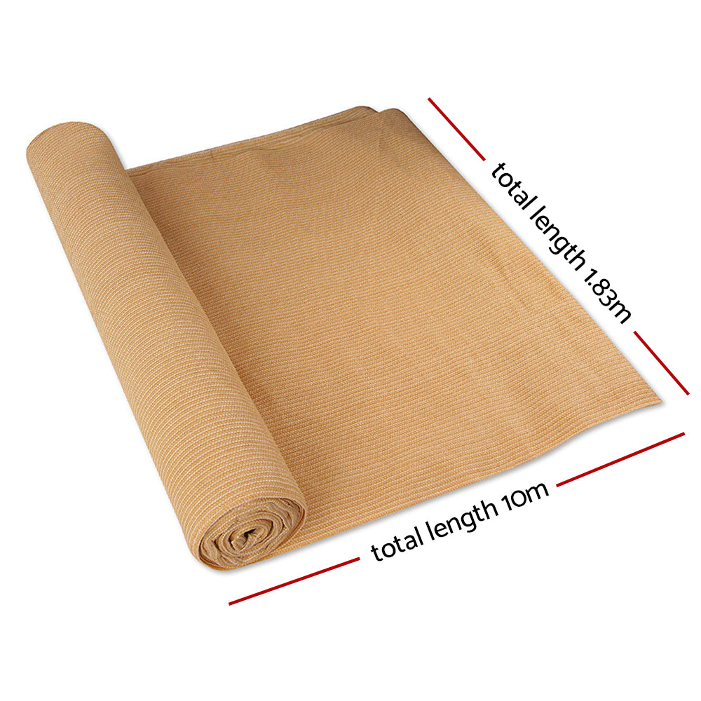 Instahut 90% Shade Cloth 1.83x10m Shadecloth Sail Heavy Duty Beige - SILBERSHELL