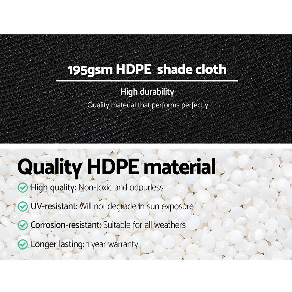 Instahut 90% Shade Cloth 1.83x10m Shadecloth Sail Heavy Duty Black - SILBERSHELL