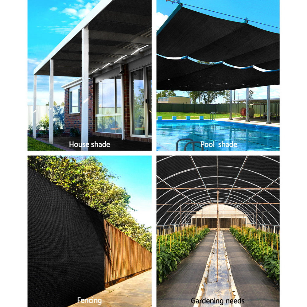 Instahut 90% Shade Cloth 1.83x30m Shadecloth Sail Heavy Duty Black - SILBERSHELL