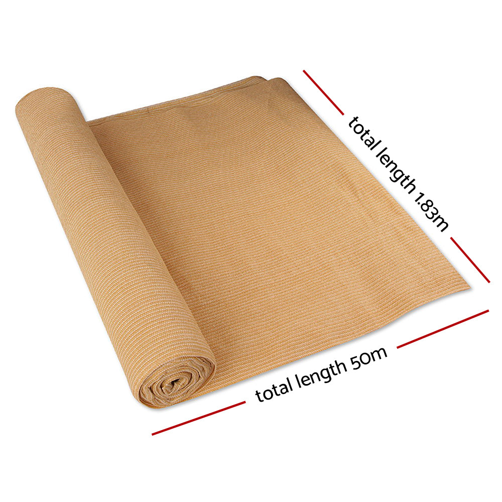 Instahut 70% Shade Cloth 1.83x50m Shadecloth Sail Heavy Duty Beige - SILBERSHELL