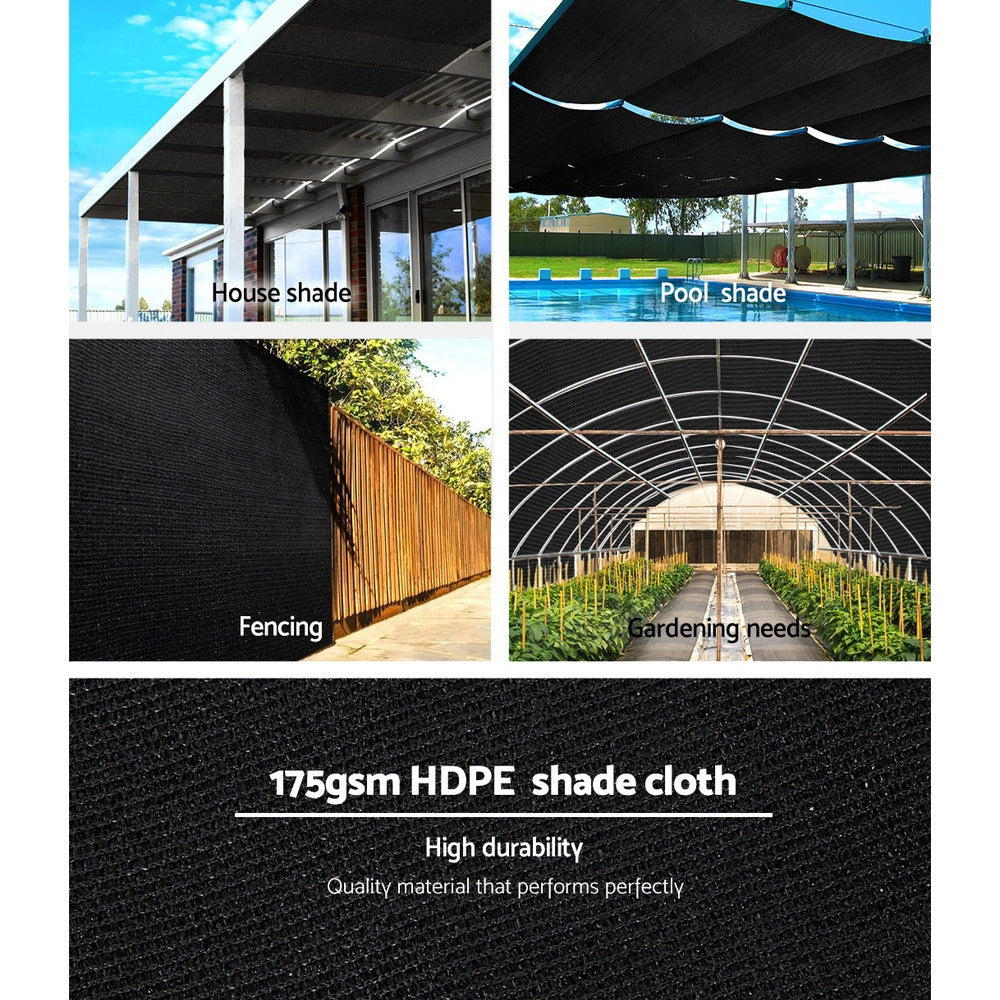 Instahut 70% Shade Cloth 1.83x50m Shadecloth Sail Heavy Duty Black - SILBERSHELL