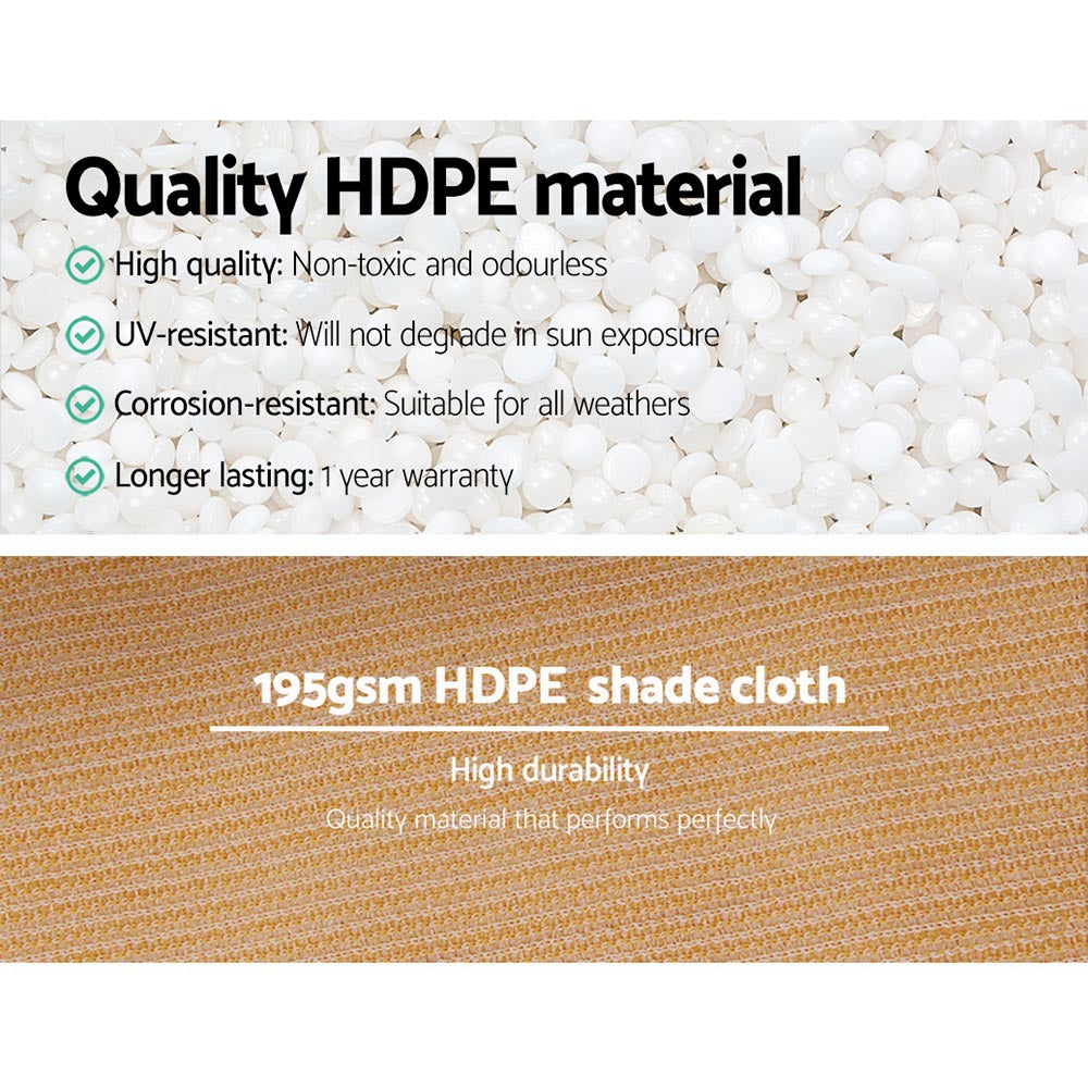 Instahut 90% Shade Cloth 3.66x10m Shadecloth Sail Heavy Duty Beige - SILBERSHELL