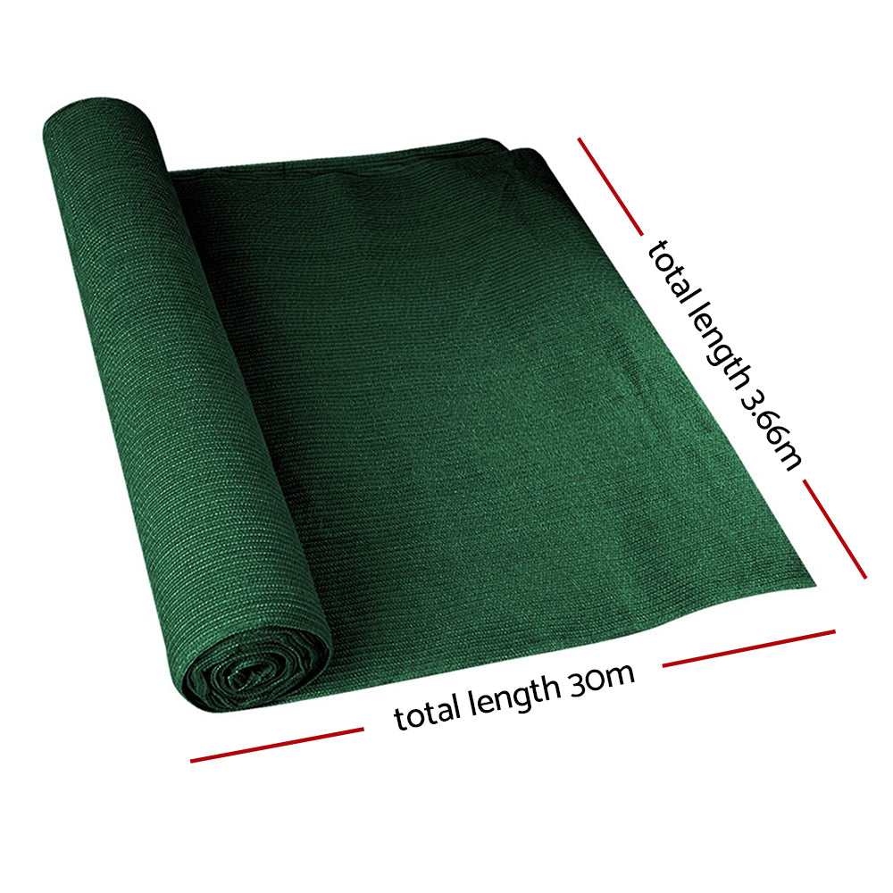 Instahut 70% Shade Cloth 3.66x30m Shadecloth Sail Heavy Duty Green - SILBERSHELL