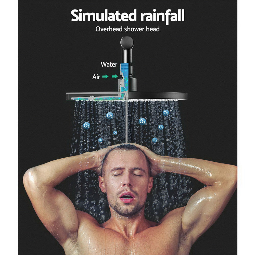 Cefito 9'' Rain Shower Head Set Handheld Round High Pressure Twins Tap Black - SILBERSHELL