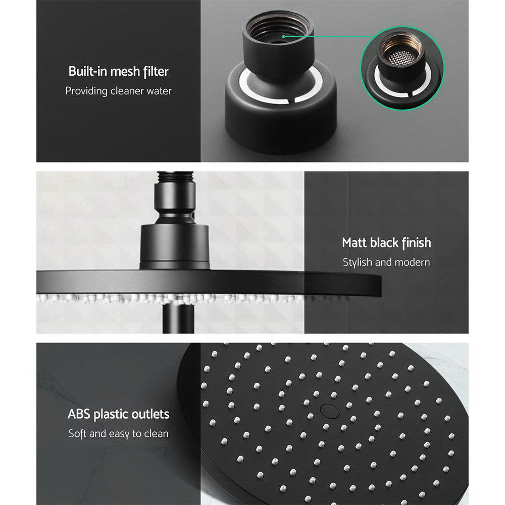 Cefito 9'' Rain Shower Head Set Handheld Round High Pressure Twins Tap Black - SILBERSHELL