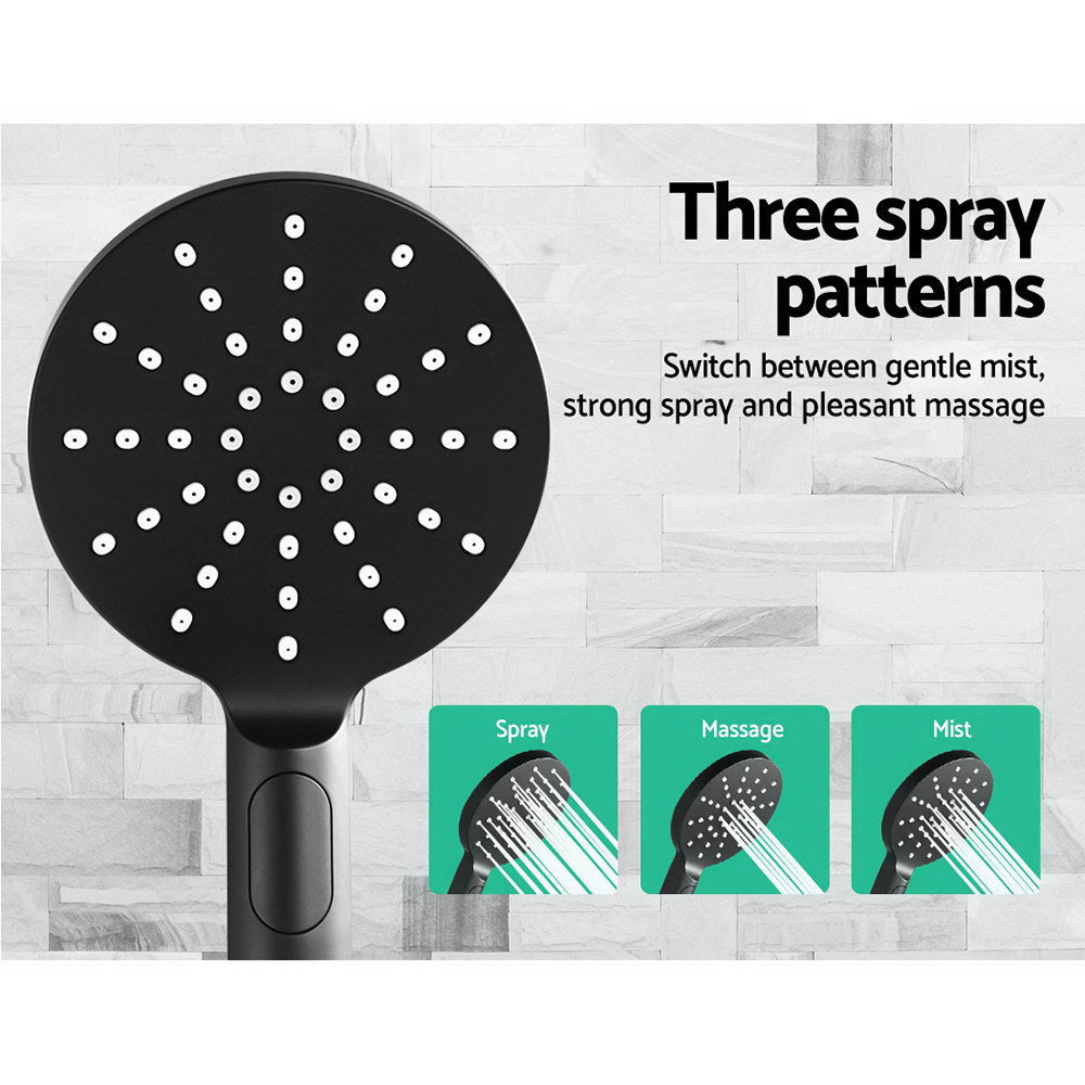 Cefito 9'' Rain Shower Head Set Handheld Round High Pressure Twins Tap Black - SILBERSHELL