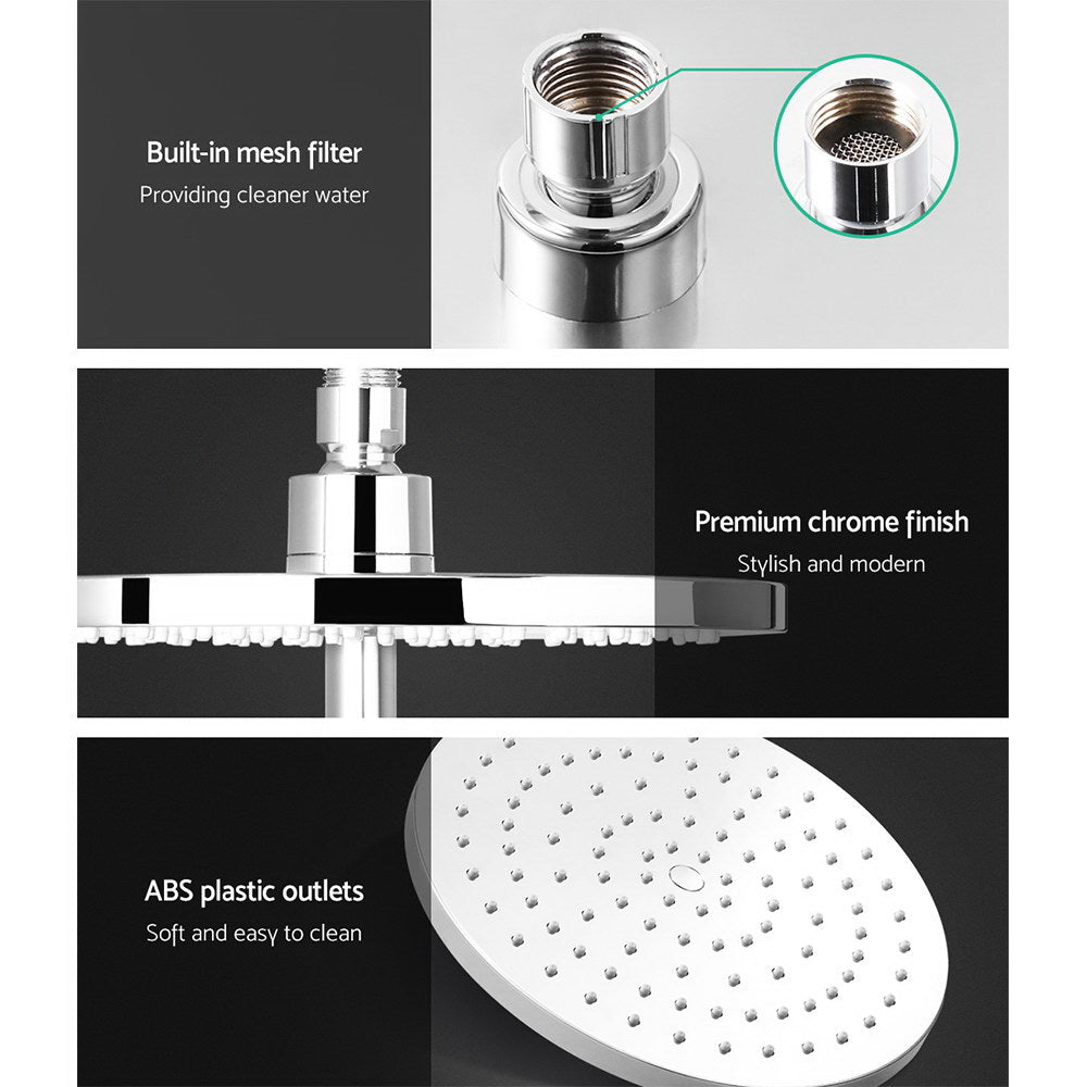 Cefito 9'' Rain Shower Head Set Handheld Round High Pressure Mixer Tap Chome - SILBERSHELL