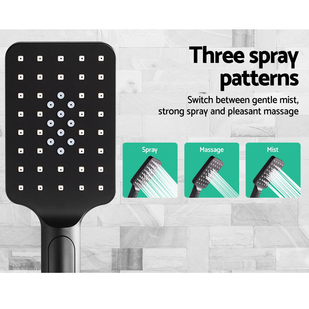 Cefito 8'' Rain Shower Head Set Handheld Square High Pressure Black - SILBERSHELL