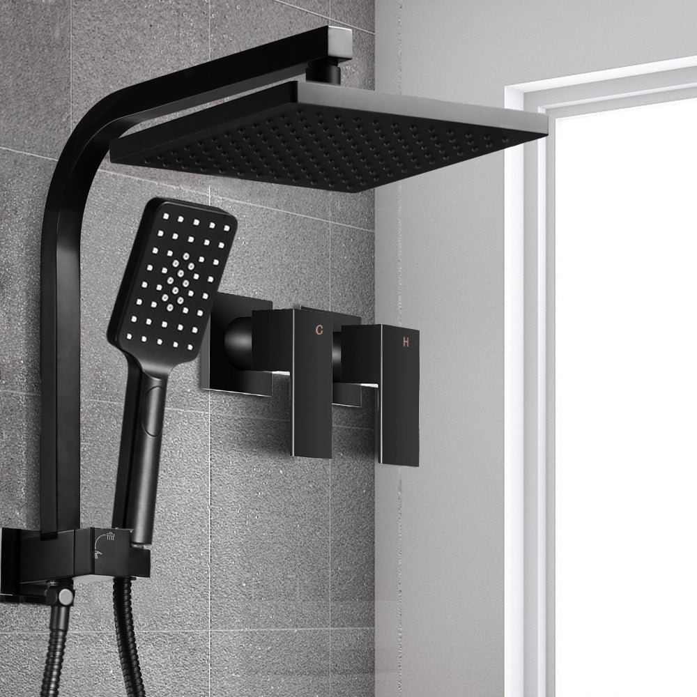 Cefito 8'' Rain Shower Head Set Handheld Round High Pressure Twins Tap Black - SILBERSHELL