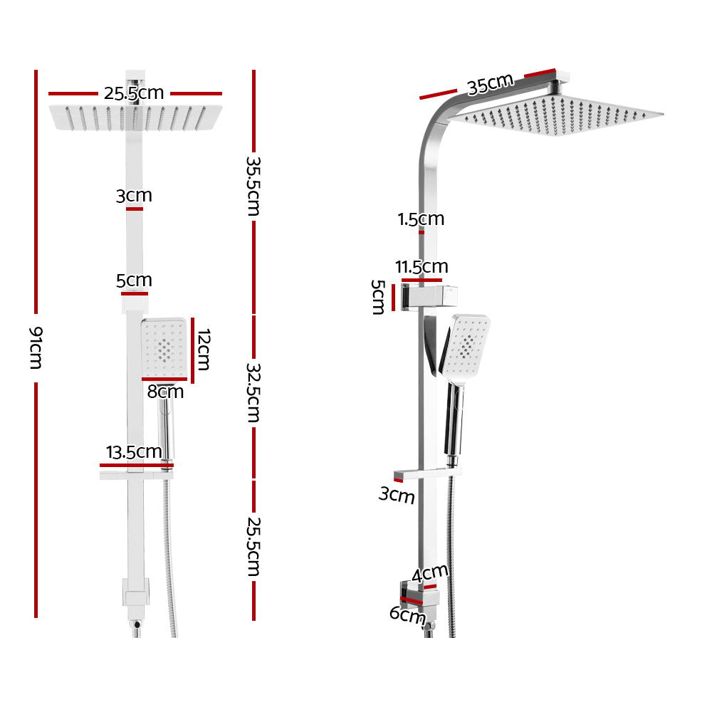 Cefito 10'' Rain Shower Head Set Handheld Square High Pressure Chrome - SILBERSHELL