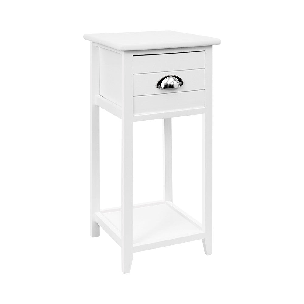 Artiss Bedside Table Nightstand Drawer Storage Cabinet Lamp Side Shelf White - SILBERSHELL