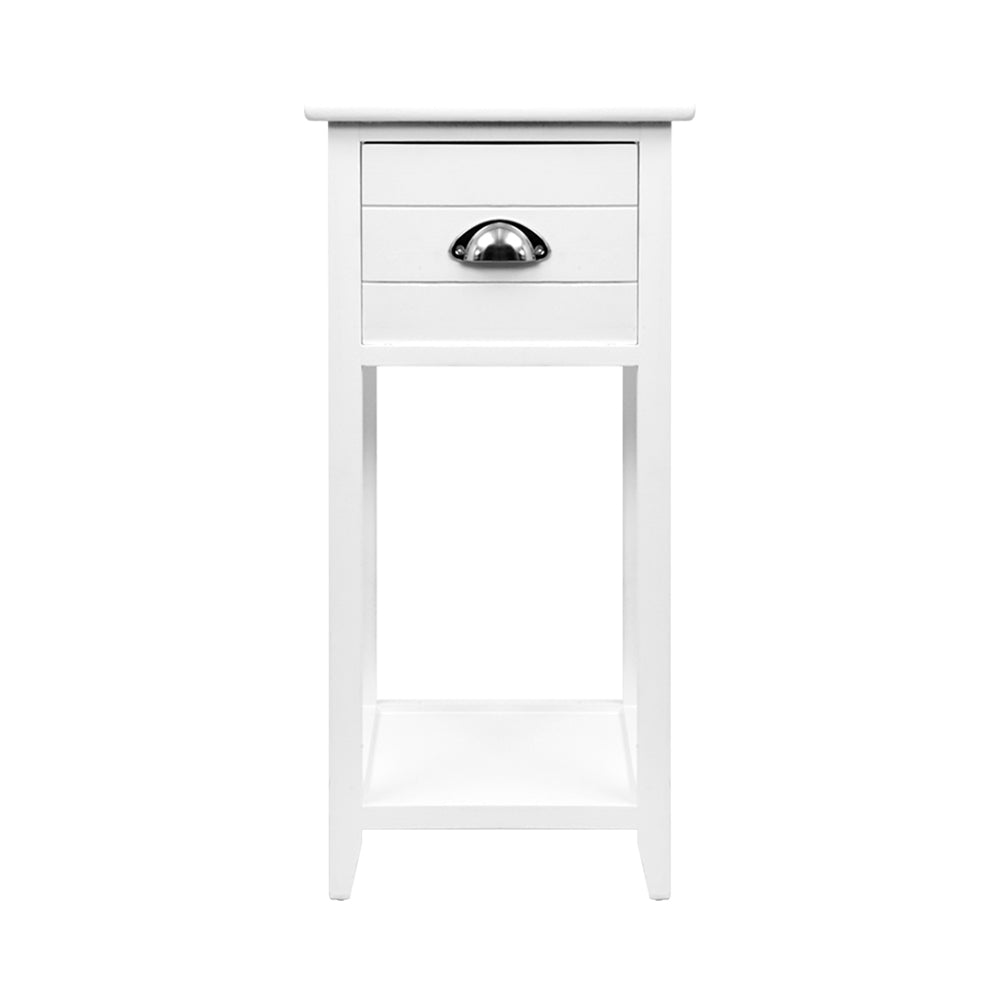 Artiss Bedside Table Nightstand Drawer Storage Cabinet Lamp Side Shelf White - SILBERSHELL