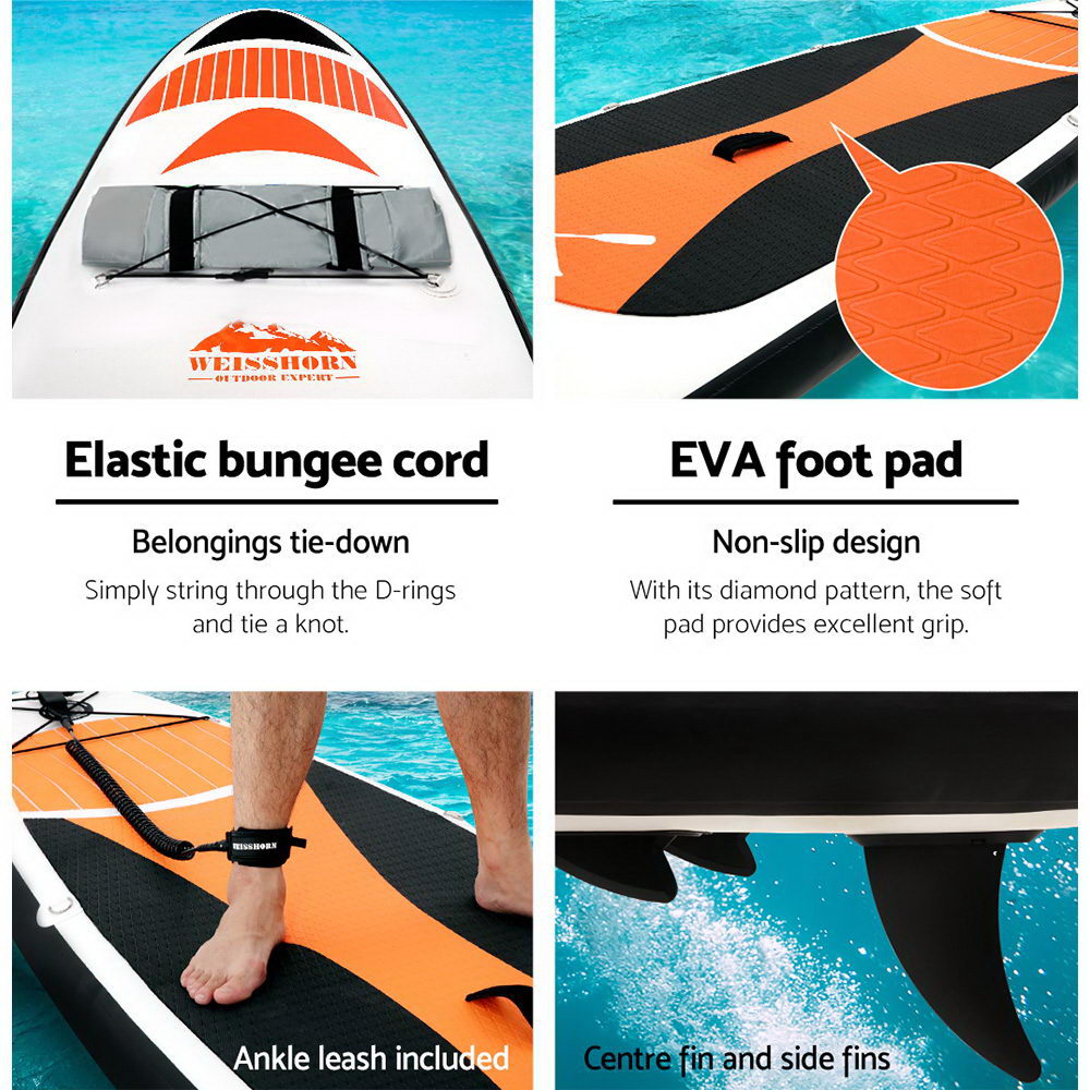 Weisshorn Stand Up Paddle Board 11FT Inflatable SUP Surfborads 15CM Thick - SILBERSHELL