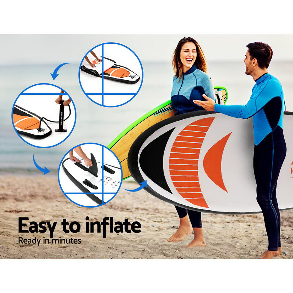 Weisshorn Stand Up Paddle Board 11FT Inflatable SUP Surfborads 15CM Thick - SILBERSHELL