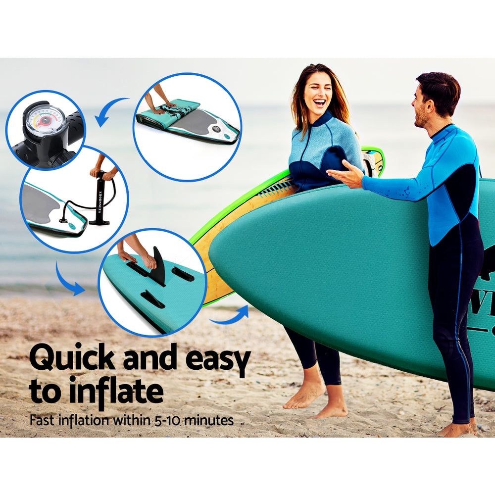 Weisshorn Stand Up Paddle Board 10.6ft Inflatable SUP Surfboard Paddleboard Kayak Surf Green - SILBERSHELL