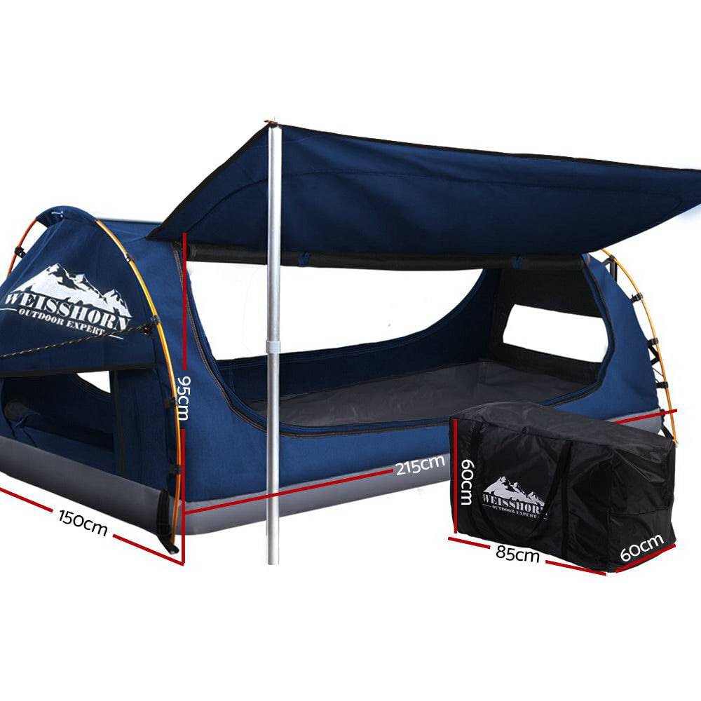 Weisshorn Double Swag Camping Swags Canvas Free Standing Dome Tent Dark Blue - SILBERSHELL