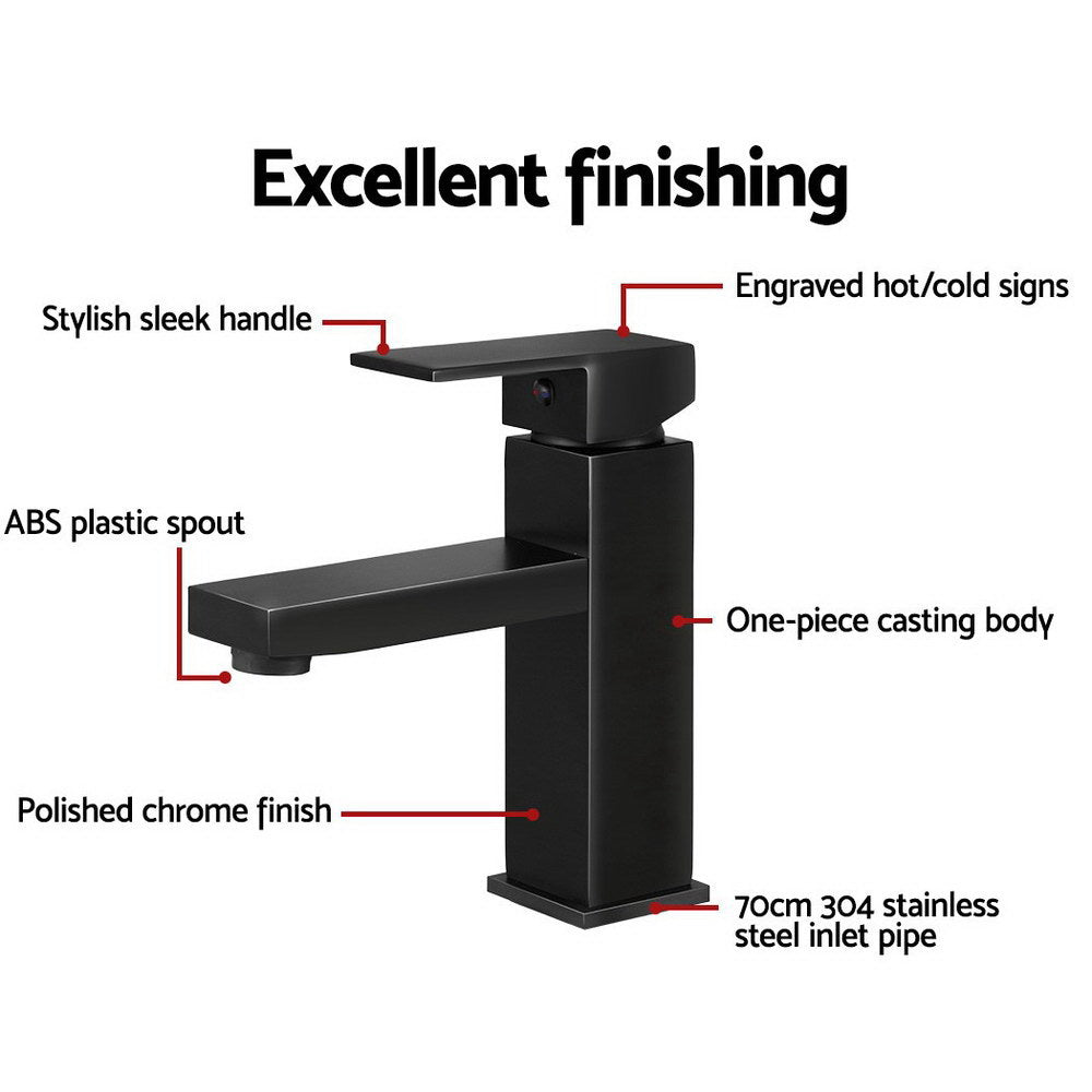 Cefito Basin Mixer Tap Faucet Bathroom Vanity Counter Top WELS Standard Brass Black - SILBERSHELL