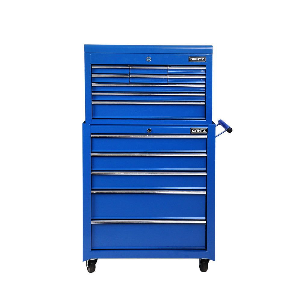 Giantz 14 Drawers Toolbox Chest Cabinet Mechanic Trolley Garage Tool Storage Box - SILBERSHELL