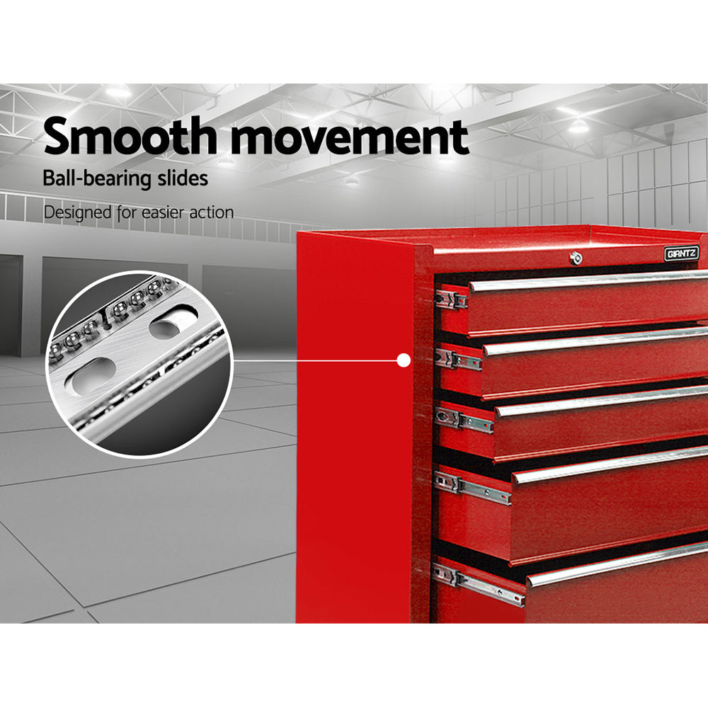 Giantz 5 Drawer Mechanic Tool Box Cabinet Storage Trolley - Red - SILBERSHELL